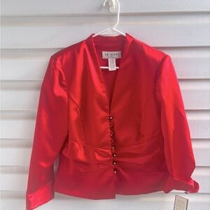 J.R. Nites by Caliendo formal satan jacket/ blouse size 14 color Red